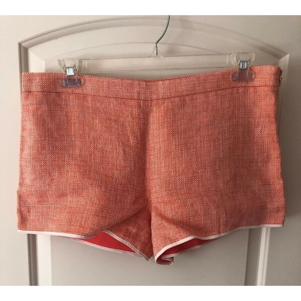 NWT Club Monaco, Sabrina Shorts, Side Zippers, Orange Basketweave, Size 12